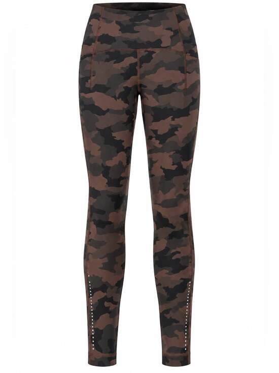 lululemon athletica Pants - Lululemon Camo Leggings Brown Black Reflective Hem High Rise Yoga Pants Size 4